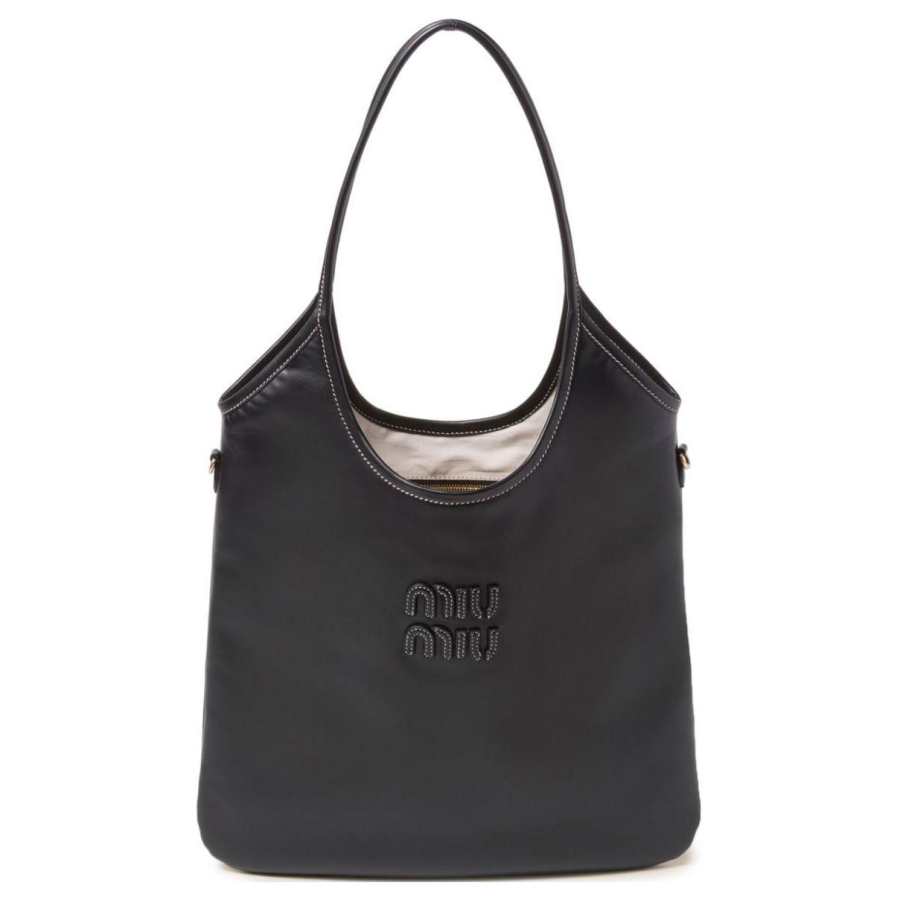 MIU MIU Ivy Leather Tote Bag, Shopping Bag, Shoulder Bag, Handbag Women's Black