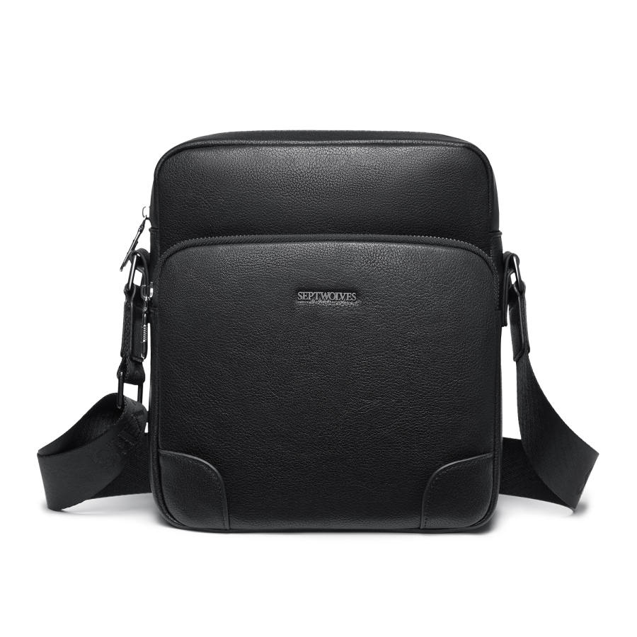 SEPTWOLVES SEPTWOLVES Synthetic Leather Backpack Briefcase QPL Unisex Black