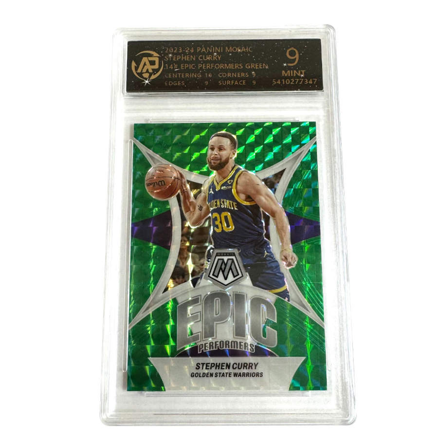 PANINI PANINI Mosaic Stephen Curry, Warriors, Epic Performance, Special Card, Green Mosaic, Refringer, Player Card, 9 Points