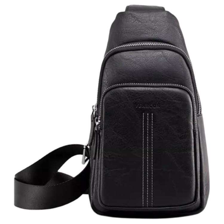 YEARCON Synthetic Leather One Shoulder Crossbody Sling Bag Medium Men's Black