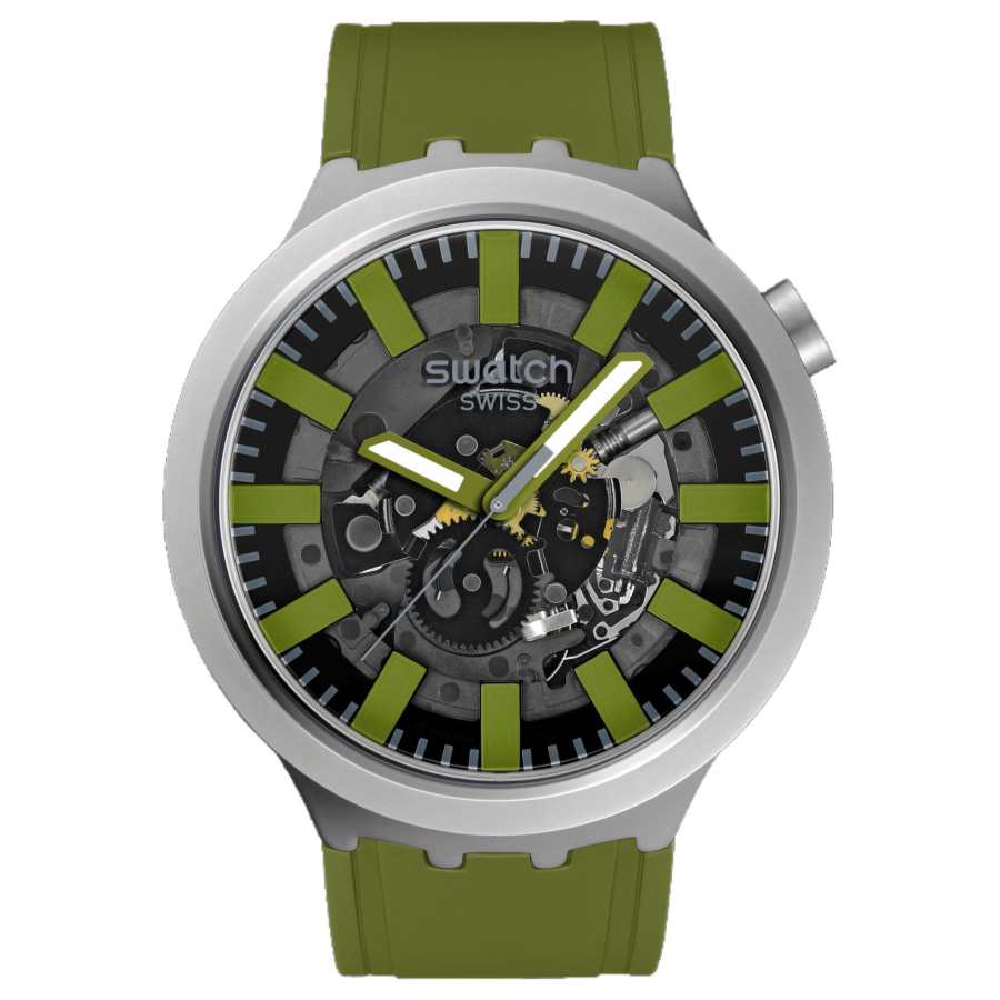SWATCH Essentials Quartz Movement 30m Waterproof Unisex Watch 47mm Gray Dial Stainless Steel Case