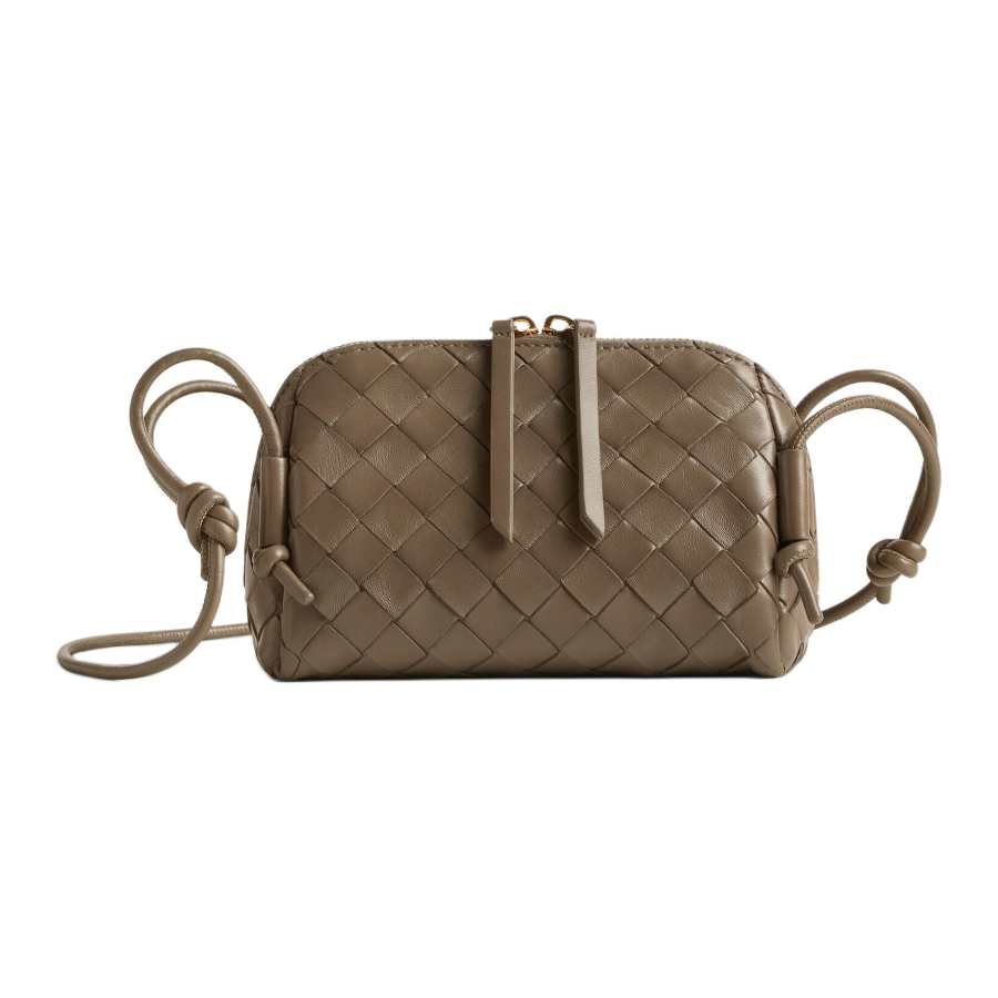 Bottega Veneta Sheepskin Handheld Shoulder Bag Women's Pinecone Brown