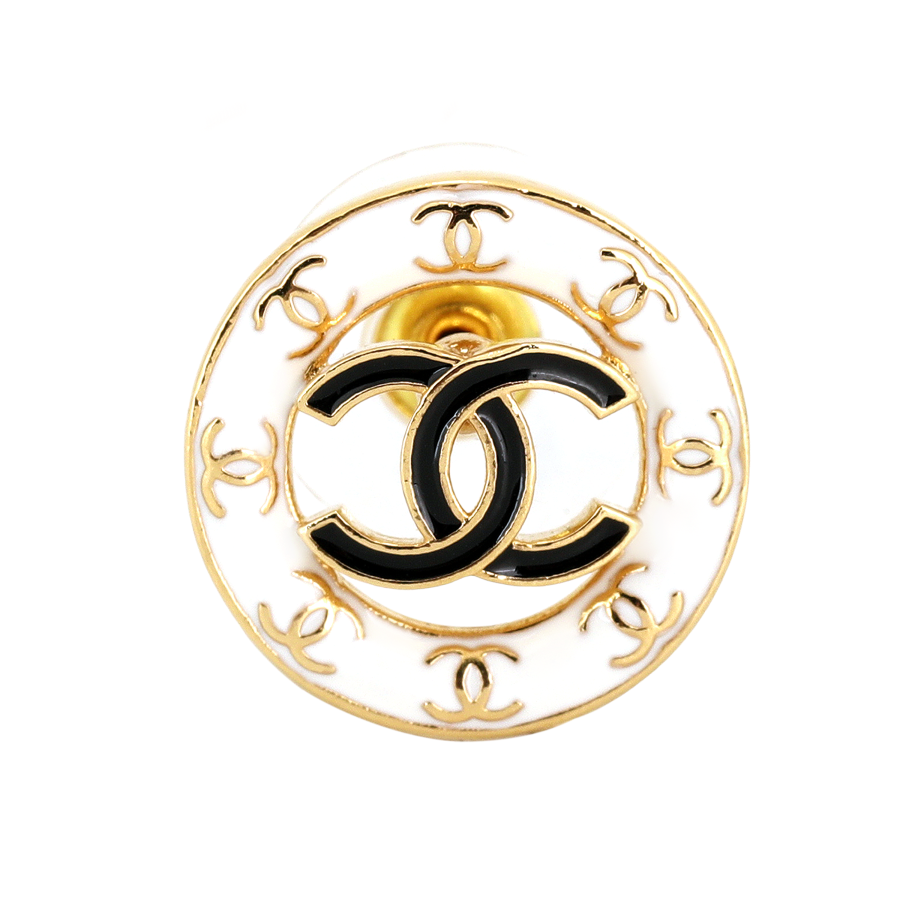 CHANEL CHANEL Metal Stud Earrings Women's White
