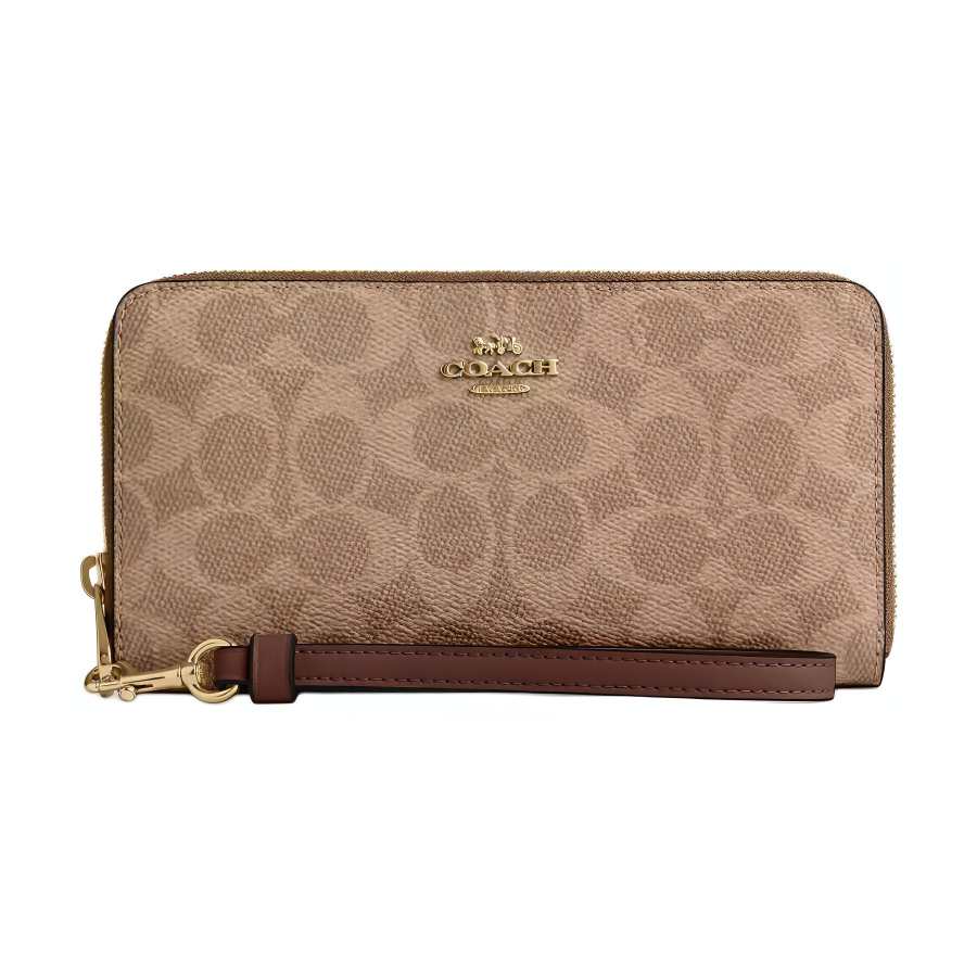 COACH COACH Coated Canvas Wallet Regular Women's Tan & Brown