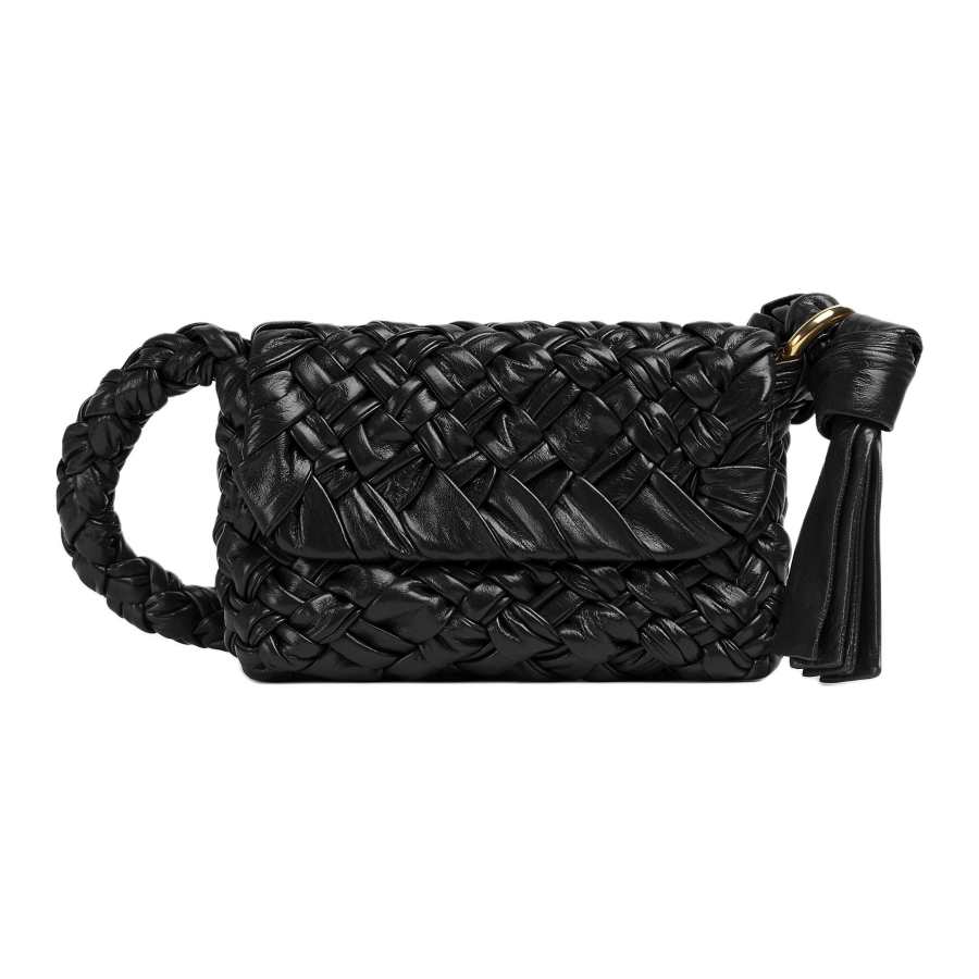 Bottega Veneta Kalimero Cittàh Cow Leather Portable Crossbody Bag, Shoulder Bag Small Women's Black