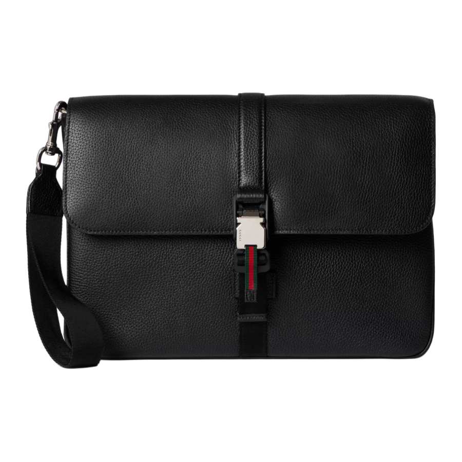 GUCCI GUCCI Soft Grain Leather Clutch Medium Men's Black