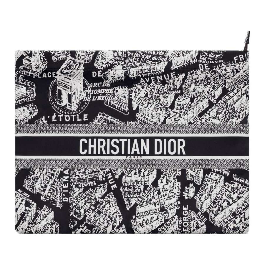 DIOR DiorTravel Technical Fabric Clutch Women's Black/White