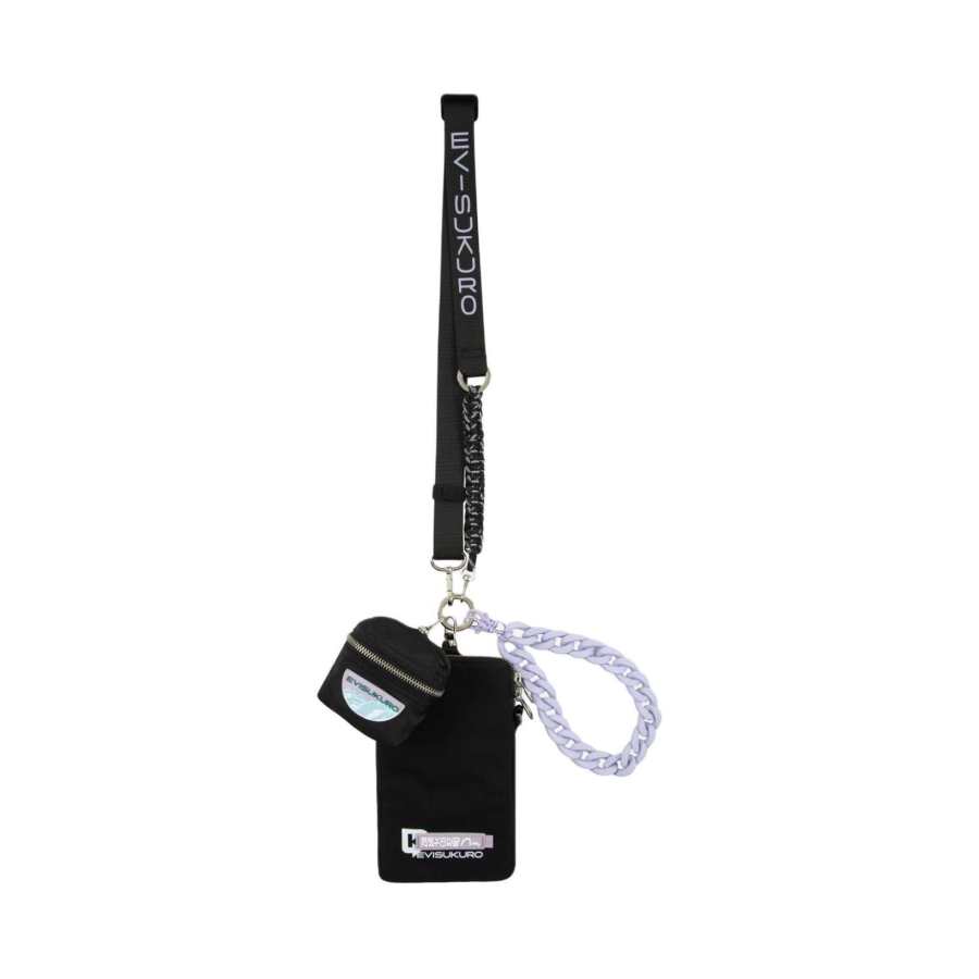 EVISU Nylon Shoulder Bag Card Holder Unisex Black