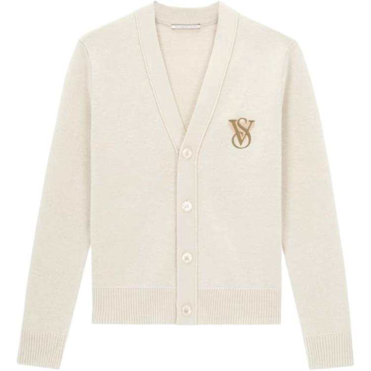 Victoria's Secret THE MIX Knitted Fabric Cardigan Unisex Vanilla White