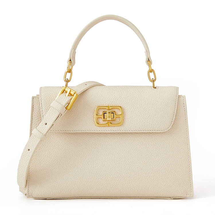 ELLE Texture Cow Leather Business Trip Good Stuff Shoulder Bag, Crossbody Bag, Handbag Medium Women's Dark Gray/White
