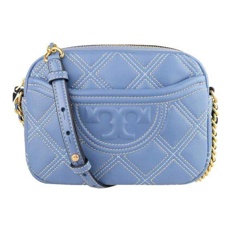 TORY BURCH Sheepskin Camera Bag, Crossbody Bag, Shoulder Bag Women's Haze Blue