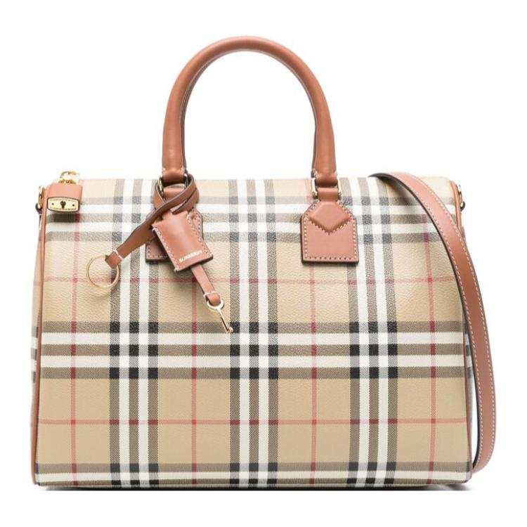 Burberry Calfskin Shoulder Bag, Crossbody Bag, Handbag Women's Beige & Multicolor