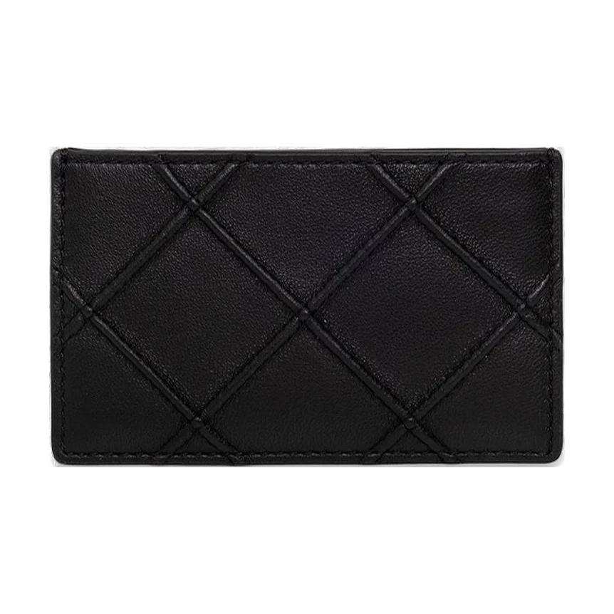 TORY BURCH Smooth Cow Leather Card Holder, Coin Purse Women's Black