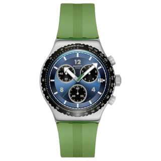 SWATCH Essentials Quartz Movement 30m Waterproof Unisex Watch 43mm Blue Dial Stainless Steel Case