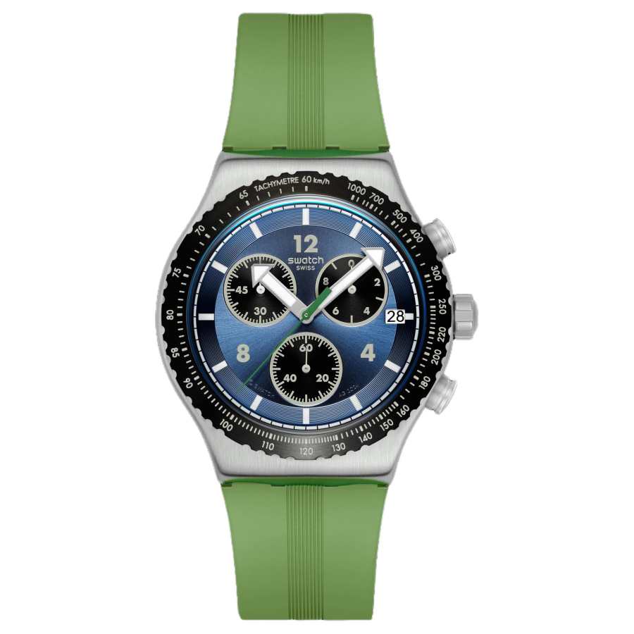 SWATCH Essentials Quartz Movement 30m Waterproof Unisex Watch 43mm Blue Dial Stainless Steel Case