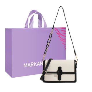 MARKANGARO Pu Crossbody Bag, Shoulder Bag Regular Women's Black White