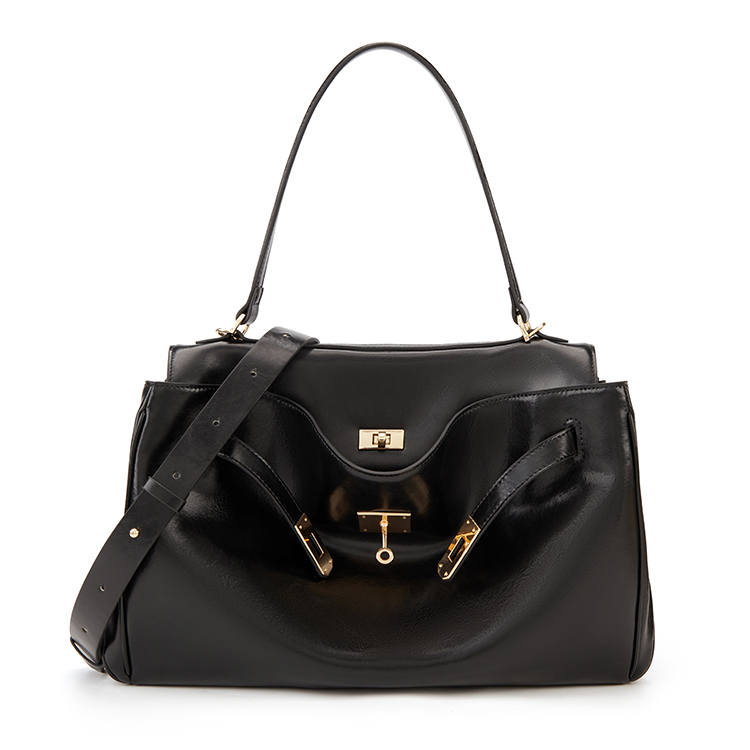 ELLE Trendy Fashion Large Capacity Commute Tote Shoulder Bag Large Women's Black/Camel