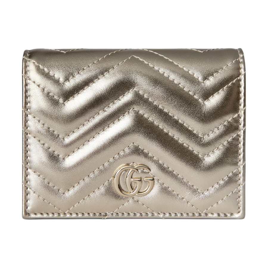 GUCCI GG Marmont Leather Wallet Women's Dark Gold