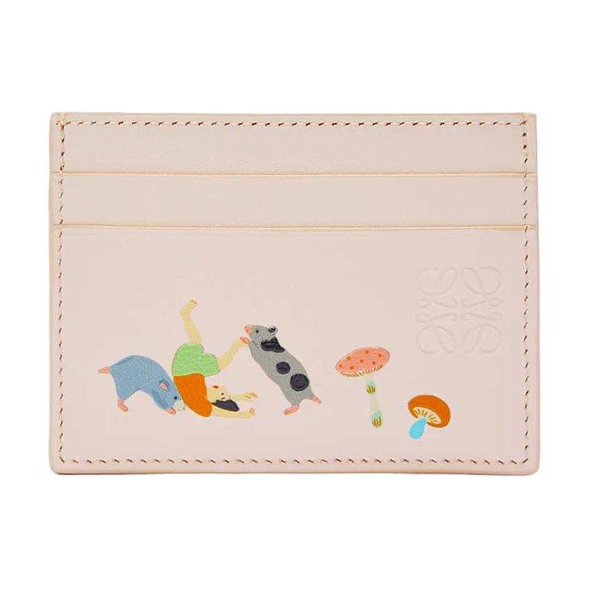 LOEWE Suna Fujita Collaboration Cow Leather Card Holder Women's Talc