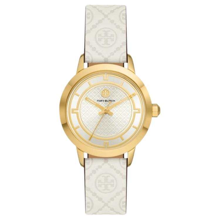 TORY BURCH Wrist Watches Quartz Movement Lizard Skin Strap 34mm Silver Dial Women's Watch 30m Water Resistant