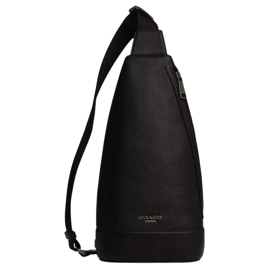 COACH Dominic Refined Pebbled Leather Sling Bag Small Unisex Black