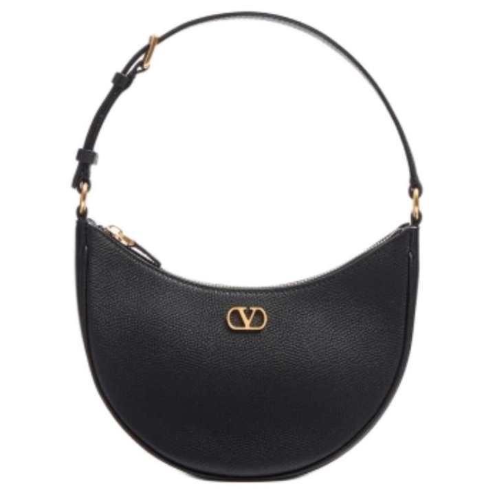 Valentino Valentino Grain Calfskin Hobo Bag, Handbag Mini Women's Black