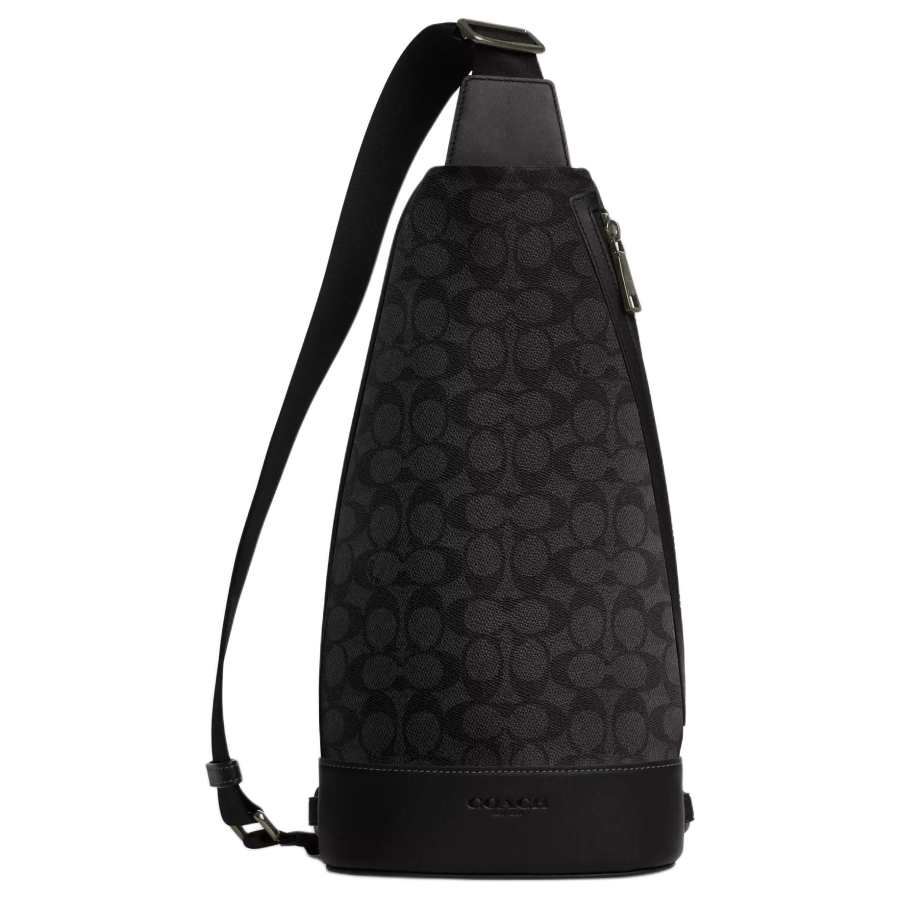 COACH Coated Canvas One Shoulder Crossbody Sling Bag Small Men's Charcoal