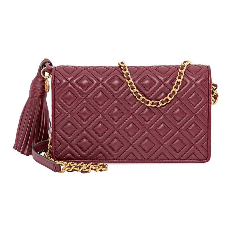TORY BURCH Fleming Leather Wallet, Shoulder Bag, Crossbody Bag Women's Burgundy