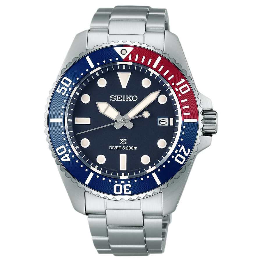 SEIKO Prospe Collection Solar Quartz Movement Stainless Steel Strap Watch Men's Watches Blue Dial