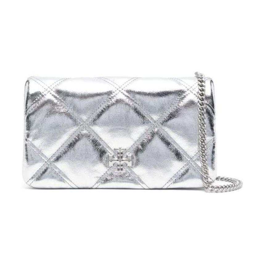 TORY BURCH Kira Leather Shoulder Bag, Crossbody Bag, Wallet Mini Women's Silver