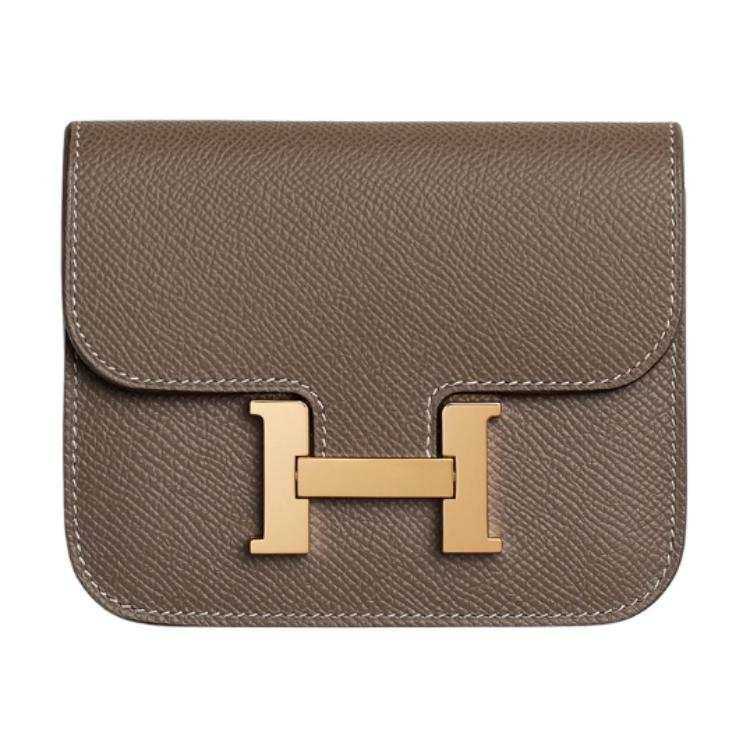 HERMES Constance Slim Gold tone Lock Epsom Leather Fanny Pack Wallet Women's 18 Etoupe Elephant Gray