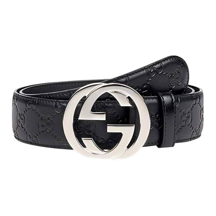GUCCI GG Signature Leather Belt Men's Black
