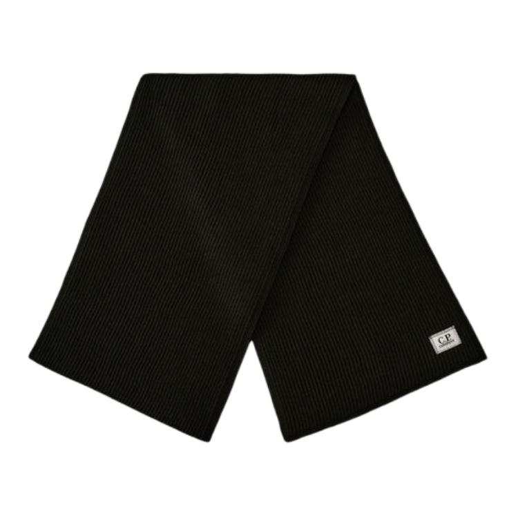 C.P.Company Wool, Recycled Polyester, Virgin Wool, Polyester Knit Scarves Men's Black