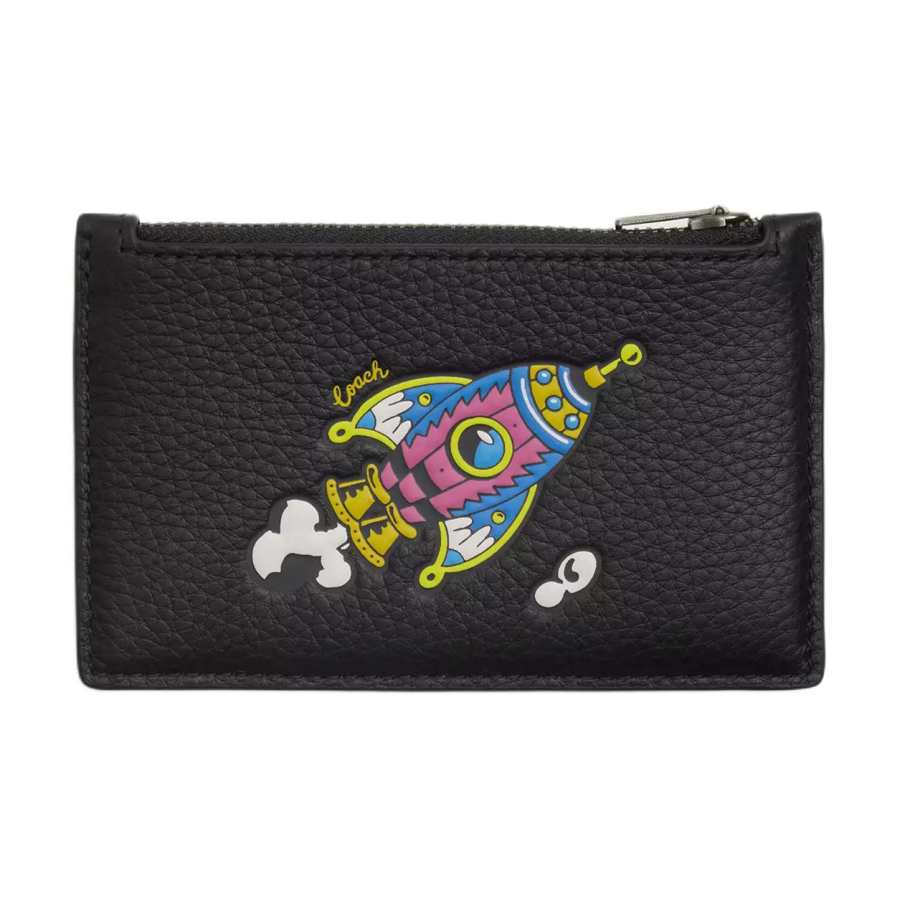 COACH COACH Refined Pebble Pattern Leather Card Holder Regular Women's Black