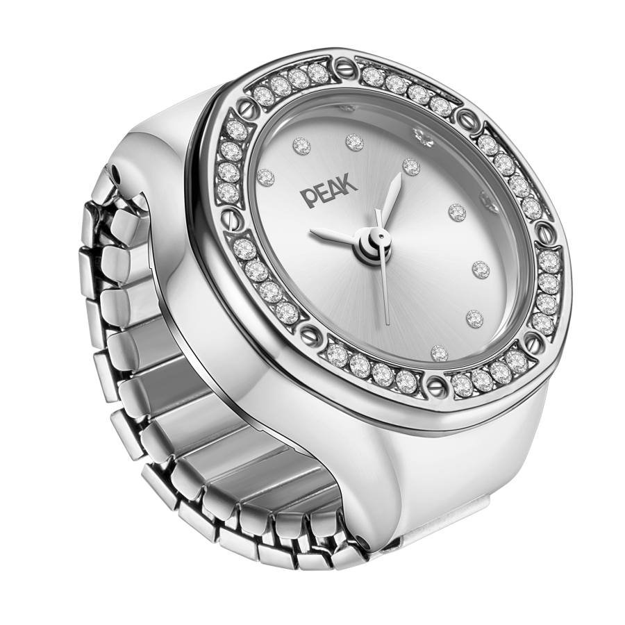 PEAK Long Lasting Love Collection Ring Watch Quartz Movement Stainless Steel Watchband Watch Unisex White Dial