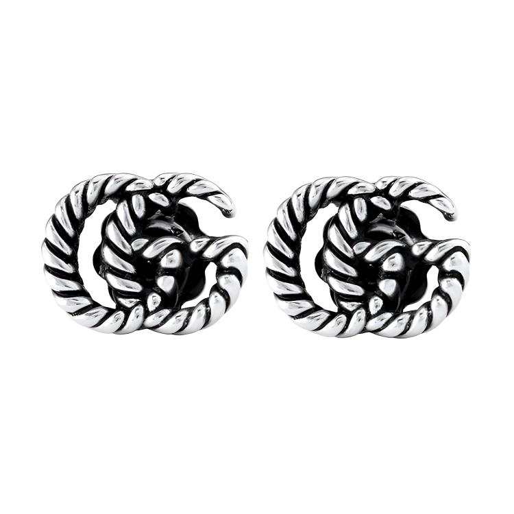 GUCCI GG Marmont 925 Sterling Silver Stud Earrings Unisex Silver