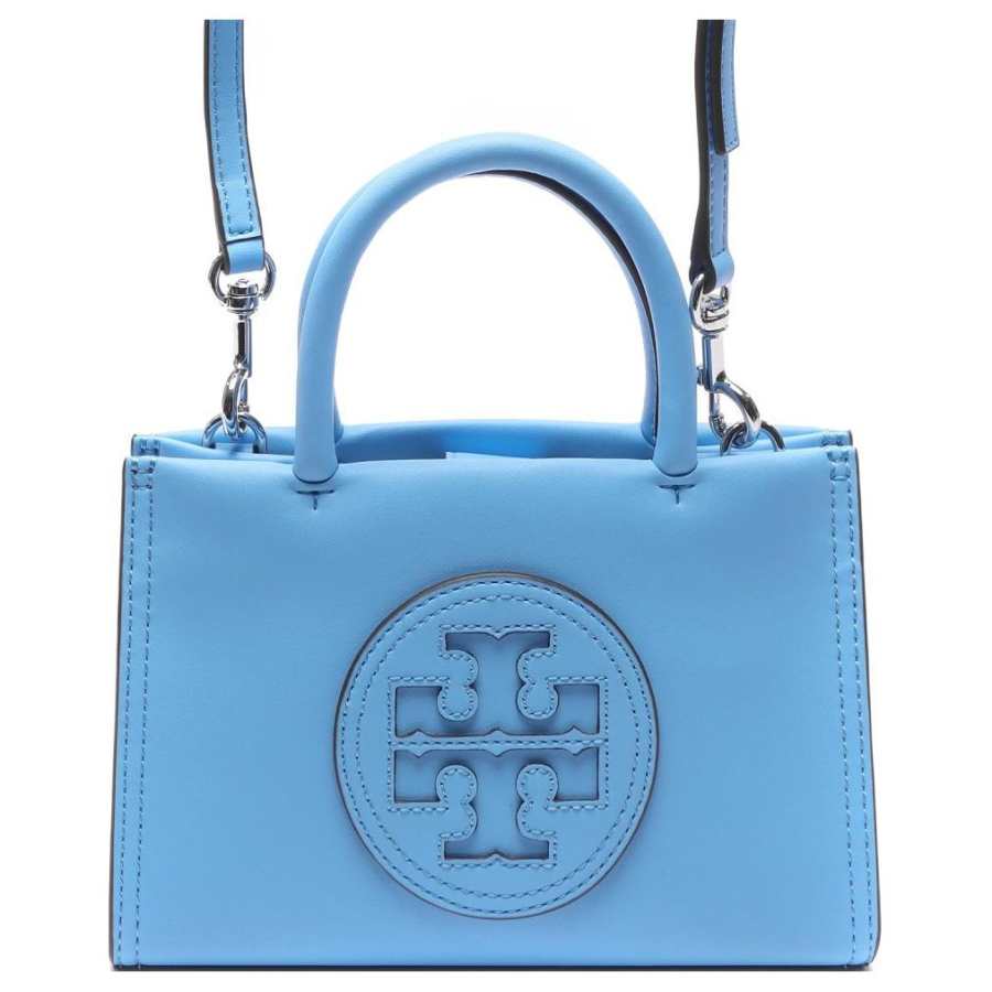 TORY BURCH Ella Synthetic Leather Tote Bag, Shopping Bag, Shoulder Bag, Crossbody Bag, Handbag Mini Women's Sky Blue