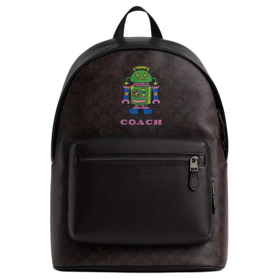 COACH COACH Coated Canvas Backpack Women's Walnut Wood Multicolor
