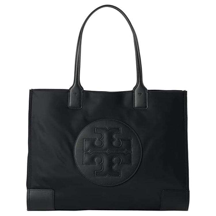 TORY BURCH Ella Recycled Polyester Tote Bag, Shopping Bag, Shoulder Bag, Handbag Large Women's Black