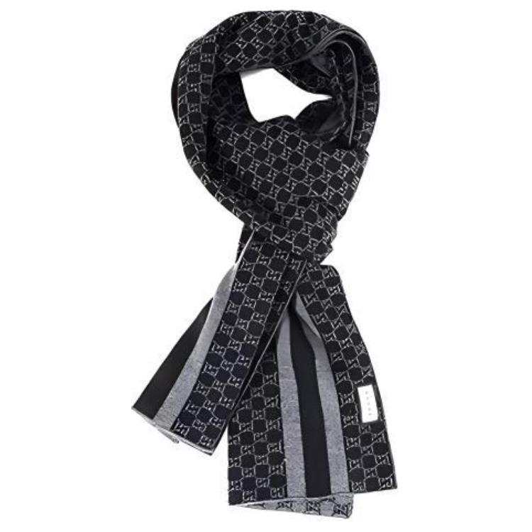 GUCCI GG Wool Knit Scarves Unisex Black