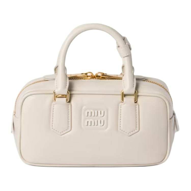 MIU MIU Arcadie Leather Handbag Women's Chalk White