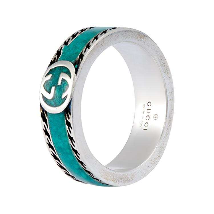 GUCCI GG 925 Sterling Silver Rings Unisex Green