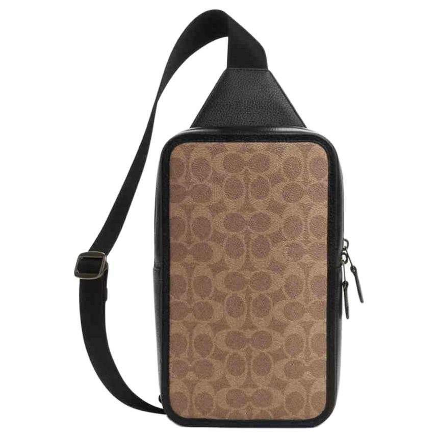 COACH Cow Leather Shoulder Bag, Crossbody Bag, Sling Bag Small Women's Khaki & Black