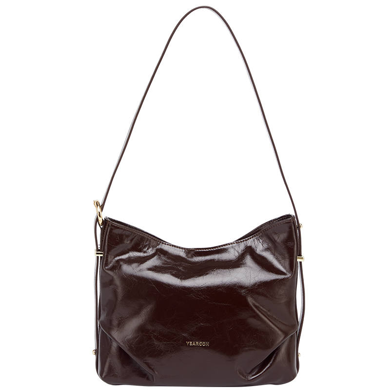 YEARCON Cow Leather With Microfiber Synthetic Leather Shoulder Bag, Crossbody Bag, Handbag Medium Women's Coffee