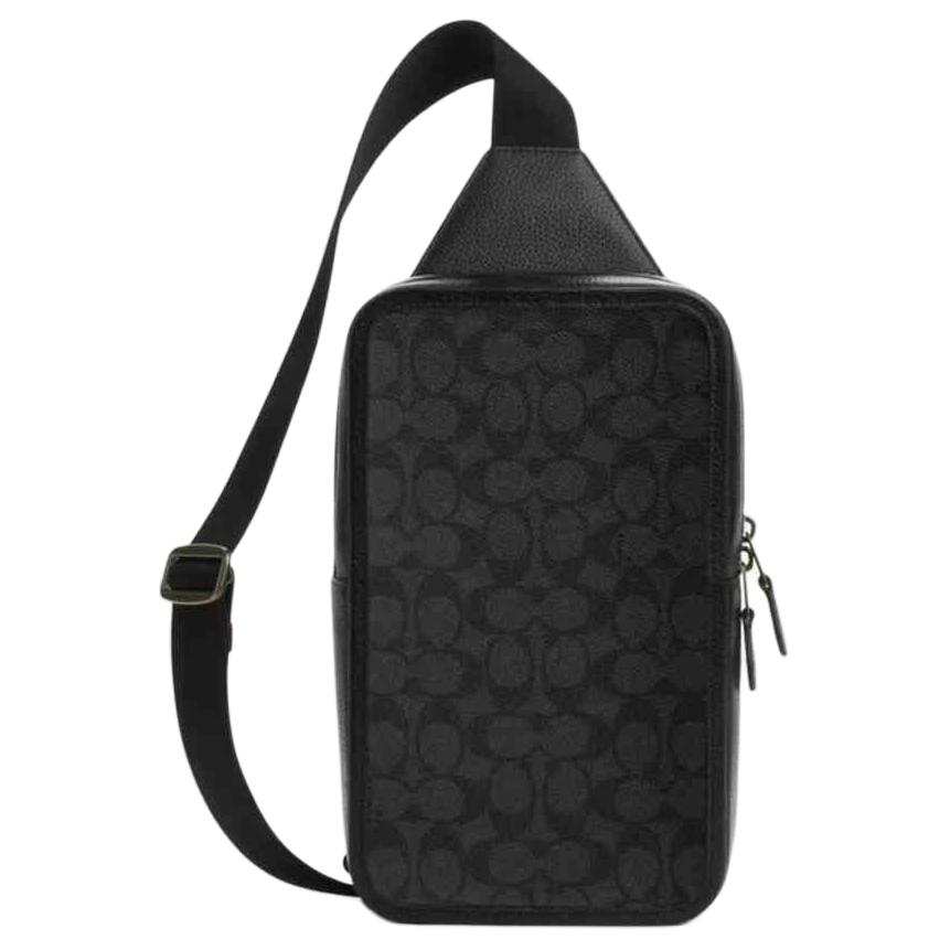 COACH Cow Leather One Shoulder Crossbody Sling Bag Small Men's Black Gray