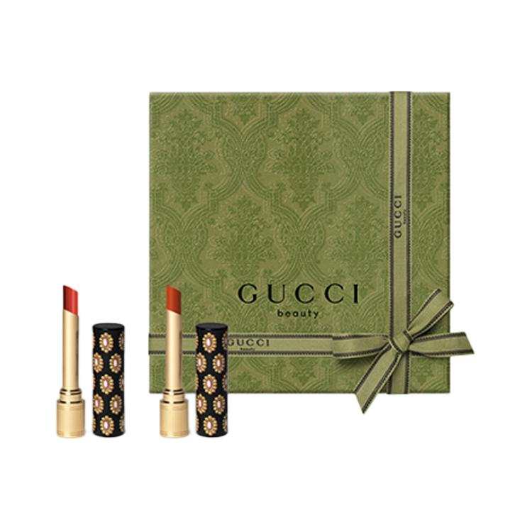 GUCCI Golden Tube Two Tone Lipstick Gift Box Easy to Blend Brightening Skin Tone Enhancing Radiance