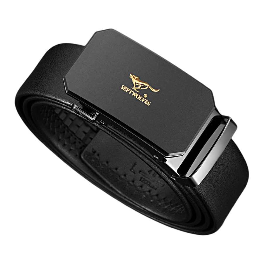 SEPTWOLVES SEPTWOLVES Zinc Alloy Leather Belts Men's Width 3.5CM