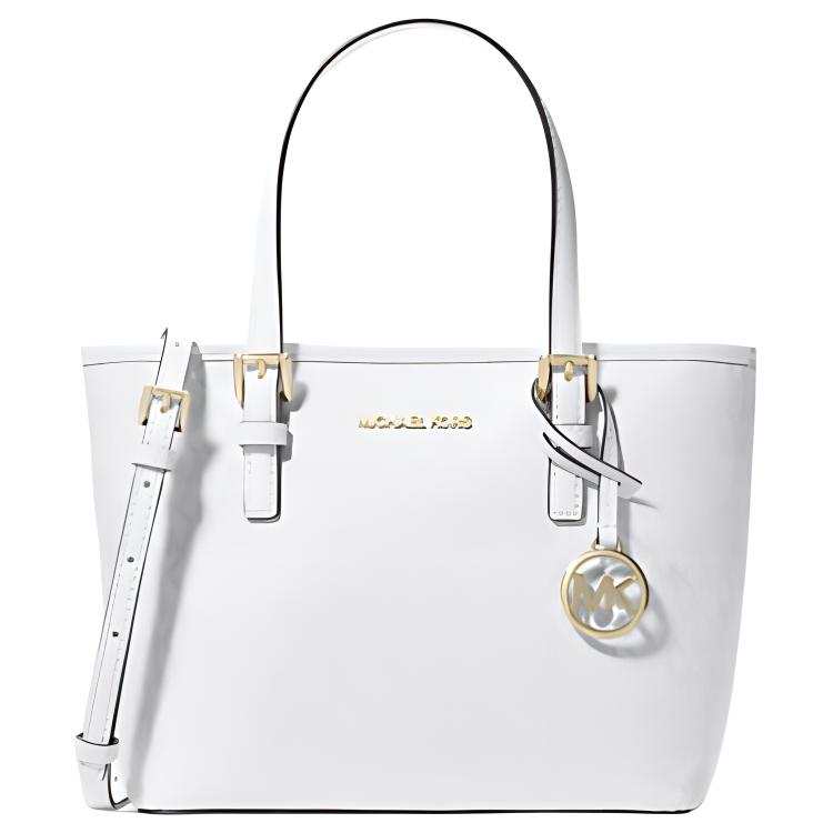 MICHAEL KORS Jet Set Travel Coated Canvas Shoulder Bag Mini Women's White