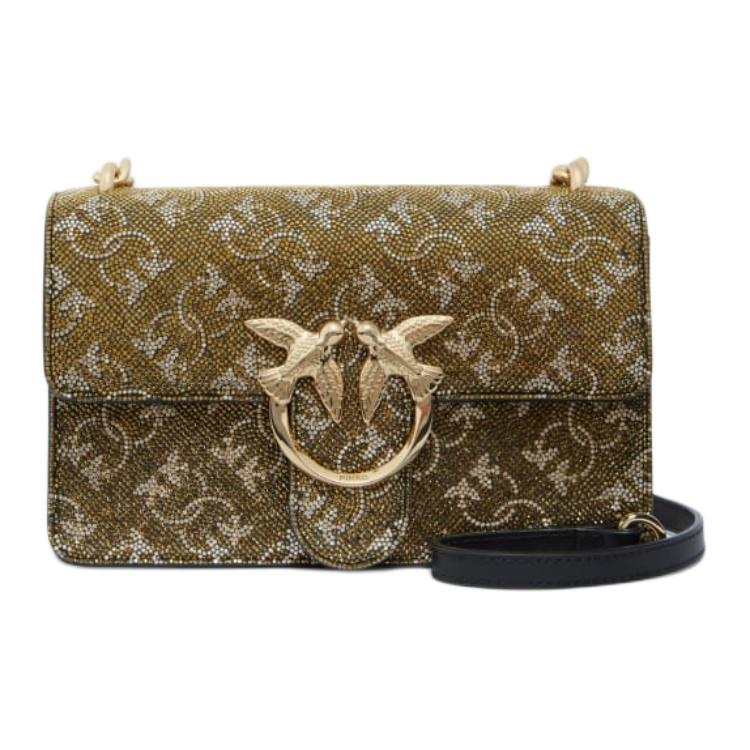 PINKO Love Bag Cow Leather Shoulder Bag, Crossbody Bag Mini Women's Olive Green