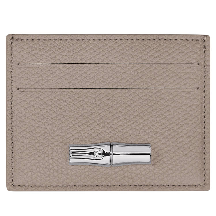 LONGCHAMP Le Roseau Calfskin Card Holder Women's Mud Brown